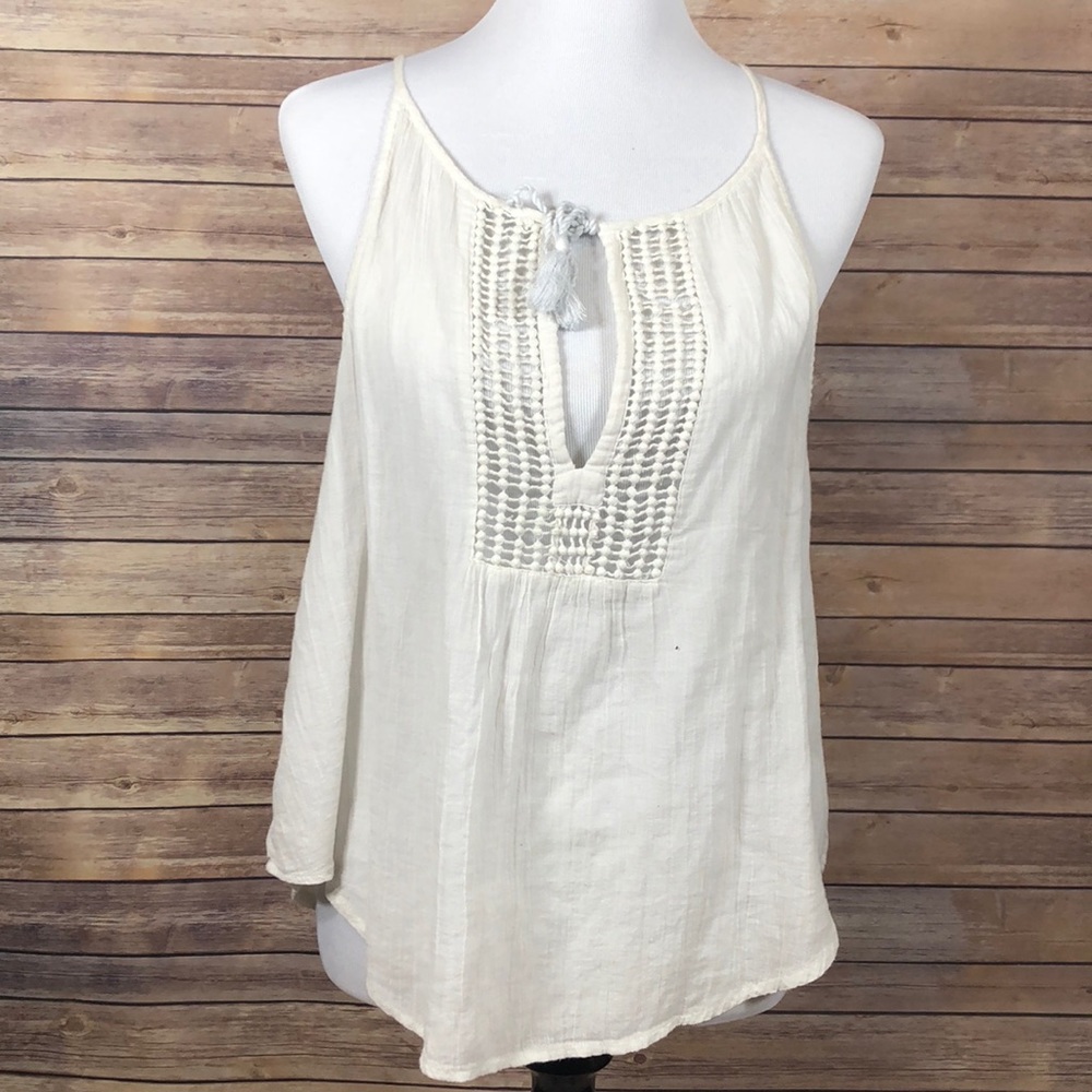 White Hollister Tank Top w/ Crochet Detail